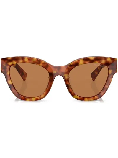 Miu Miu Cat-eye-sonnenbrille In Schildpattoptik In Brown