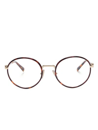 Miu Miu Tortoiseshell-effect Glasses In Braun