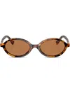 Miu Miu Tortoiseshell-effect Oval-frame Sunglasses In Brown