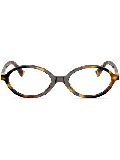 MIU MIU TORTOISESHELL-EFFECT OVAL GLASSES