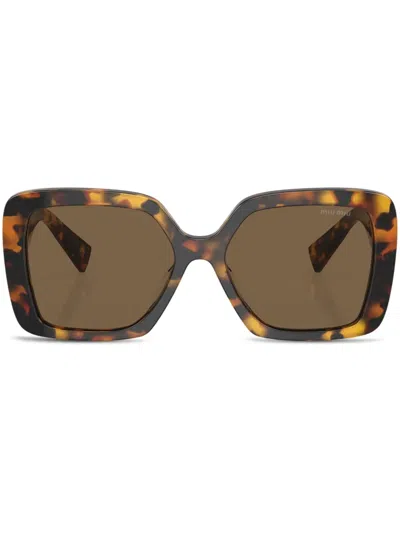 MIU MIU TORTOISESHELL-EFFECT OVERSIZE-FRAME SUNGLASSES