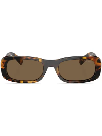 MIU MIU TORTOISESHELL-EFFECT RECTANGLE-FRAME SUNGLASSES
