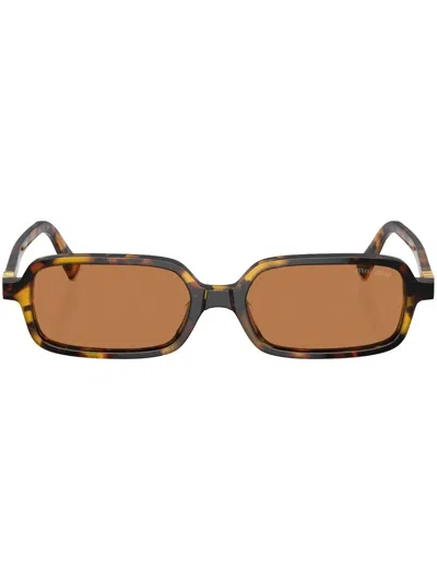 Miu Miu Tortoiseshell-effect Rectangle-frame Sunglasses In Brown
