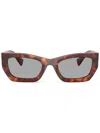 Miu Miu Tortoiseshell-effect Rectangle Sunglasses In Brown
