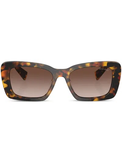 MIU MIU TORTOISESHELL-EFFECT SQUARE-FRAME SUNGLASSES