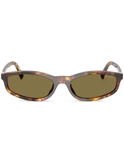 Miu Miu Tortoiseshell-effect Sunglasses In Brown