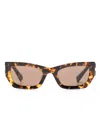 Miu Miu Tortoiseshell Rectangle-frame Sunglasses In Brown