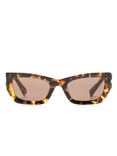Miu Miu Tortoiseshell Rectangle-frame Sunglasses In Brown