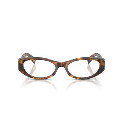 Miu Miu Tortoiseshell Oval Frame Eyeglasses With Cat-eye Silhouette In Brown