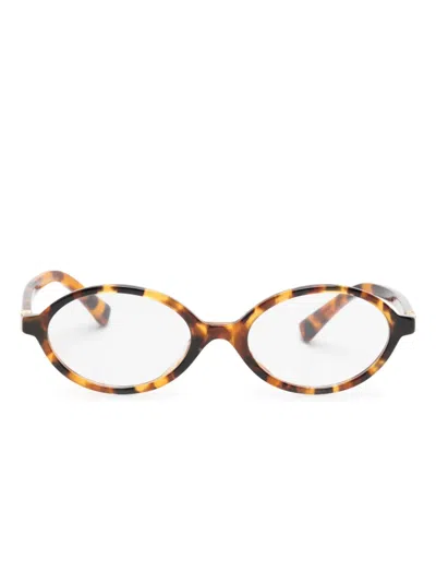 MIU MIU TORTOISESHELL OVAL-FRAME GLASSES