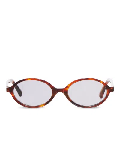 Miu Miu Tortoiseshell Oval-frame Sunglasses In Brown