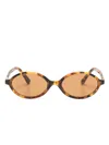 Miu Miu Tortoiseshell Oval-frame Sunglasses In Brown