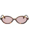 Miu Miu Tortoiseshell Oval Sunglasses In Pink