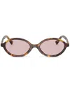 Miu Miu Tortoiseshell Oval Sunglasses In Pink