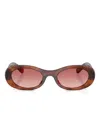 Miu Miu Tortoiseshell-pattern Oval-frame Sunglasses In Brown