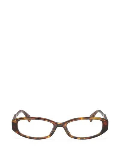 Miu Miu Tortoiseshell-effect Oval-frame Glasses In Brown