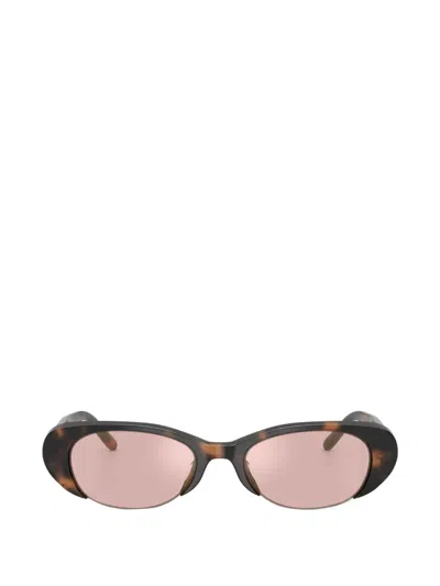 Miu Miu Tortoiseshell-effect Oval-frame Sunglasses In Brown