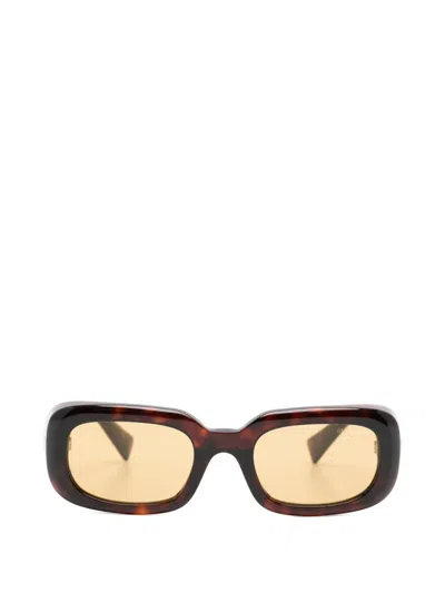 Miu Miu Tortoiseshell-effect Rectangle-frame Sunglasses In Brown