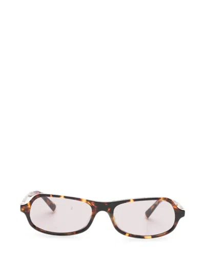 Miu Miu Tortoiseshell-effect Rectangle-frame Sunglasses In Brown