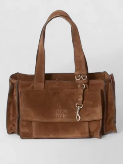 Miu Miu Tote Bag Front Flap Pocket Metal Hardware