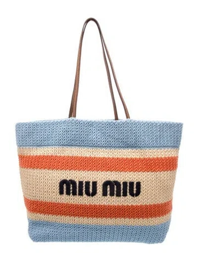 Pre-owned Miu Miu Tote In Blue