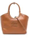 Miu Miu Mini Leather Top-handle Tote Bag In Brown