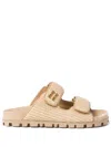 Miu Miu Touch-strap Raffia Sandals In Beige