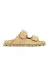 Miu Miu Raffia-effect Woven Fabric Slides In Nude