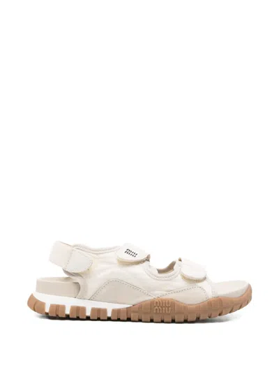 Miu Miu Touch-strap Sandals In Brown