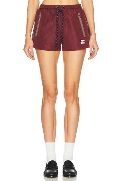 Miu Miu Technical Fabric Shorts Clothing In Red