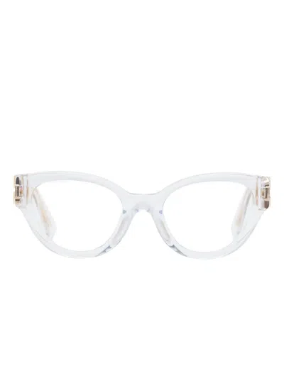 Miu Miu Logo-plaque Transparent Glasses In Neutrals