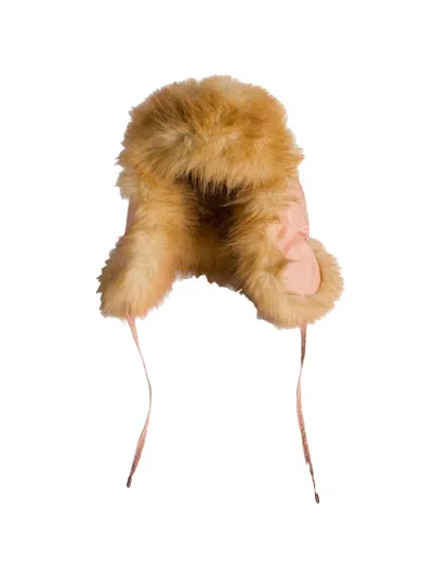 Miu Miu Technical Fabric And Faux Fur Trapper Hat In Brown