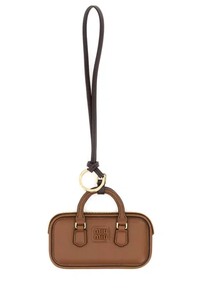 Miu Miu Trick Arcadie In Cognaccoloured Leather In Multi