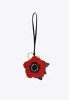 Miu Miu Trick Crochet Knit Flower Keychain In Red