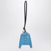 Miu Miu Leather Keyring With Button And Strap Handle In Blue