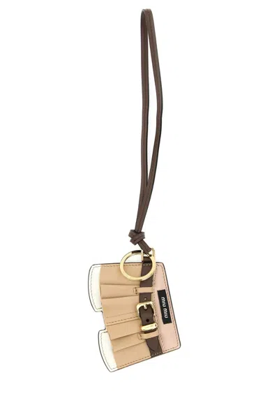 Miu Miu Trick Keyring Rope Colour In Leather In Neutral