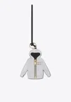 Miu Miu Trick Leather Hooded Sweater Keyring In Gray