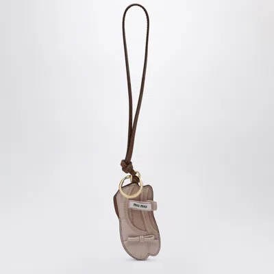 Miu Miu Trick Leather Miu Ballet Keyring In Orange