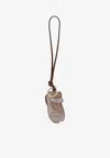 Miu Miu Trick Leather Miu Ballet Keyring In Pink
