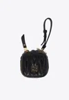 Miu Miu Trick Quilted Leather Pouch Key-ring In Black