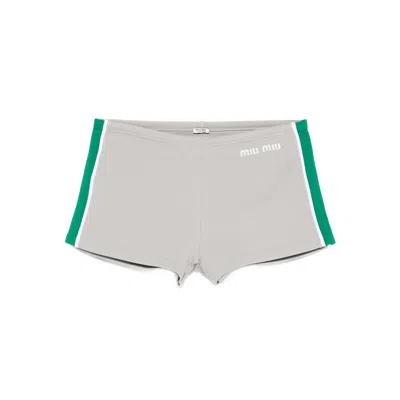 Miu Miu Trim Detail Shorts In Gray
