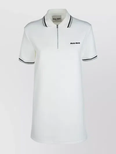 Miu Miu Trimmed Collar Short Sleeve Top