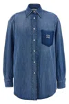 Miu Miu Trompe L'oeil Pocket Shirt In Blue