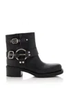 Miu Miu Leather Vintage-effect Ankle Boots 50 In Black