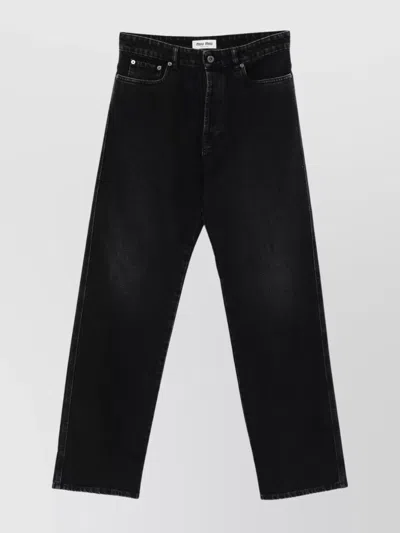 MIU MIU TROUSERS WITH BELT LOOPS AND POCKETS