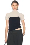 Miu Miu Womens Bleu Logo Tube Cotton-knit Top In Blue