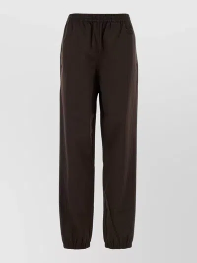 Miu Miu Twill Joggers Elastic Waistband And Cuffs In Brown