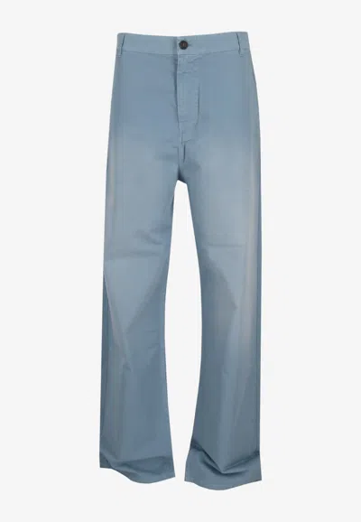 Miu Miu Twill Wide-leg Pants In Blue