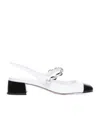 Miu Miu Chain Strap Slingback Cap Toe Pump In White