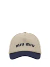 Miu Miu Drill Baseball Cap In Kaki+royal